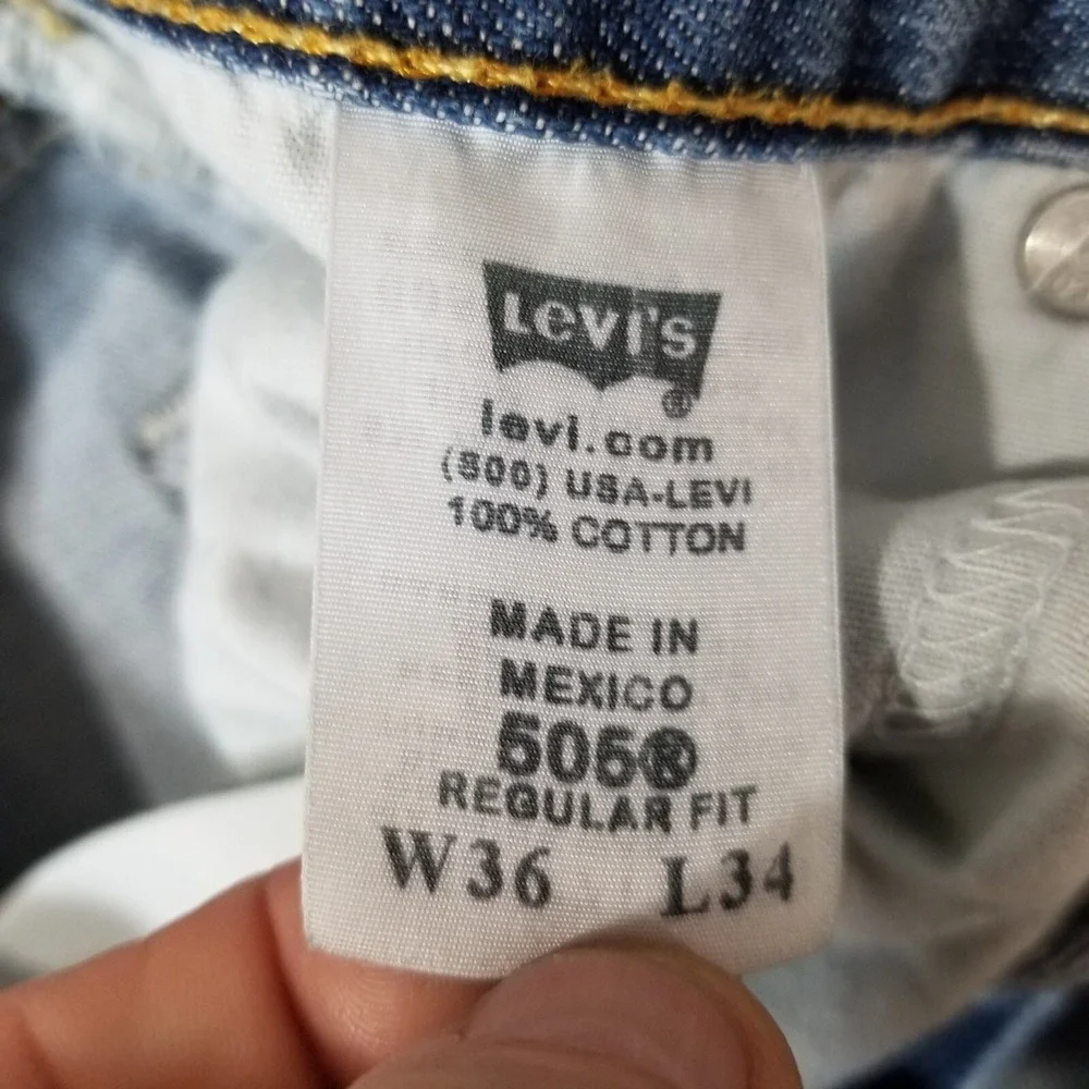 Levi's 505 jeans men's 36x34 regular‎ fit straight blue denim pants retro USA